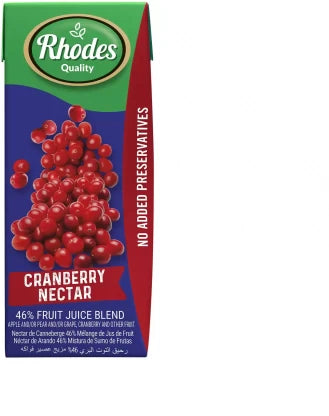 Rhodes Cranberry Nectar (4 x 6 x 200ml = 24 Juice Boxes)